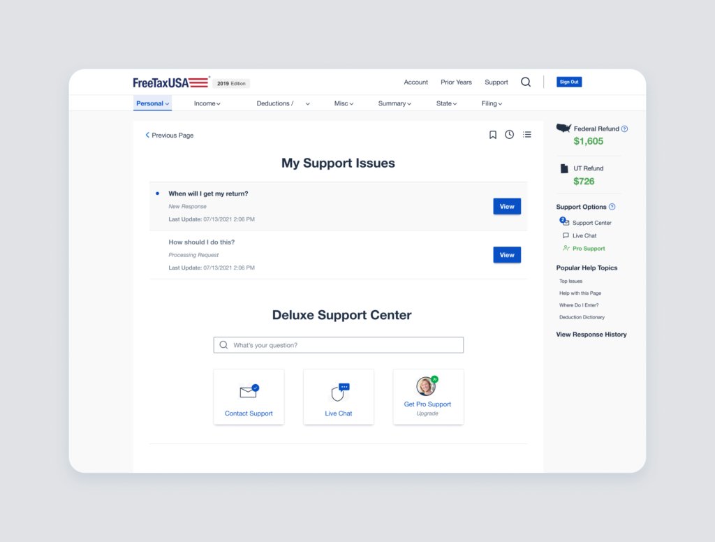 Support after redesign